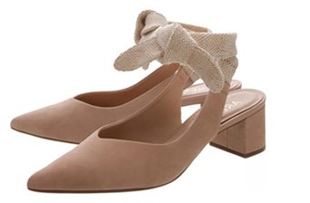 Scarpin Minha Nina Salto Bloco Baixo Pale Beige 