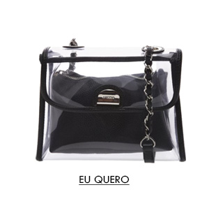 Bolsa Tiracolo Pequena Vinil Clear Preta