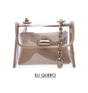 Bolsa Tiracolo Pequena Vinil Clear Nude Crema