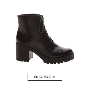 Coturno Couro Tratorado Médio Preto