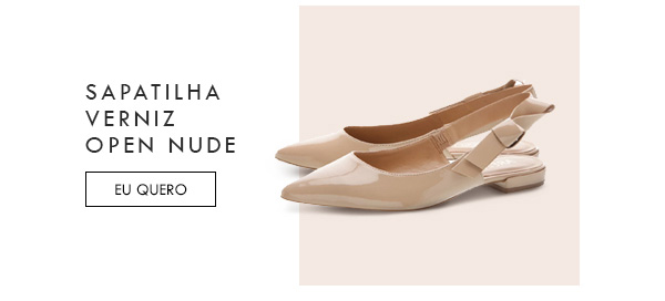 Sapatilha Verniz Open Feminino Nude Crema 