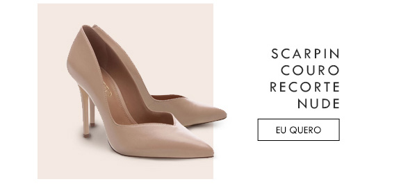 Scarpin Couro Recorte Nude Crema 
