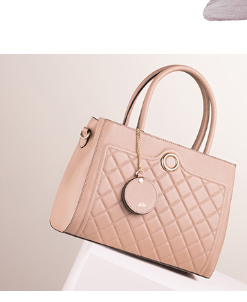 Bolsa Tote Grande Costura Losango Bege