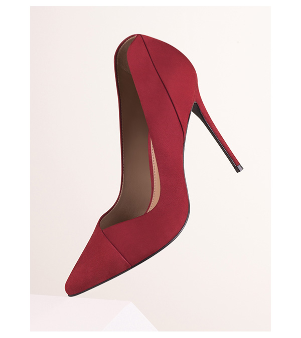 Scarpin Nobuck Salto Alto Fino Rubi 
