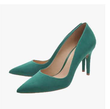 Scarpin Nobuck Bico Fino Alto Verde
