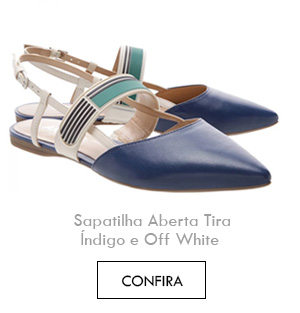 Sapatilha Aberta Tira Índigo e Off White 