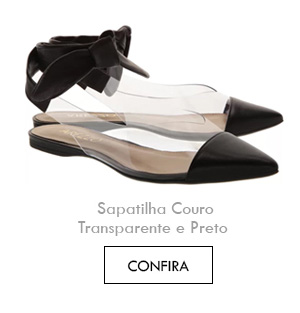 Sapatilha Couro Transparente e Preto 